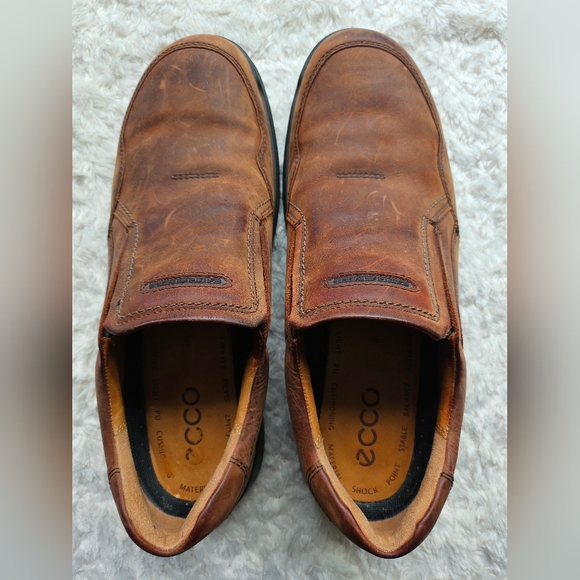ECCO Men's Suede Leather Slip-on Shoes, Size 12/46, Shock Point Soles - Picture 5 of 14